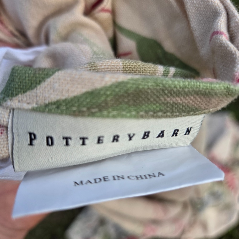 Pottery Barn Marla Duvet‎ King Linen Blend Red Floral Roses Peony Iris Pink - Picture 14 of 16